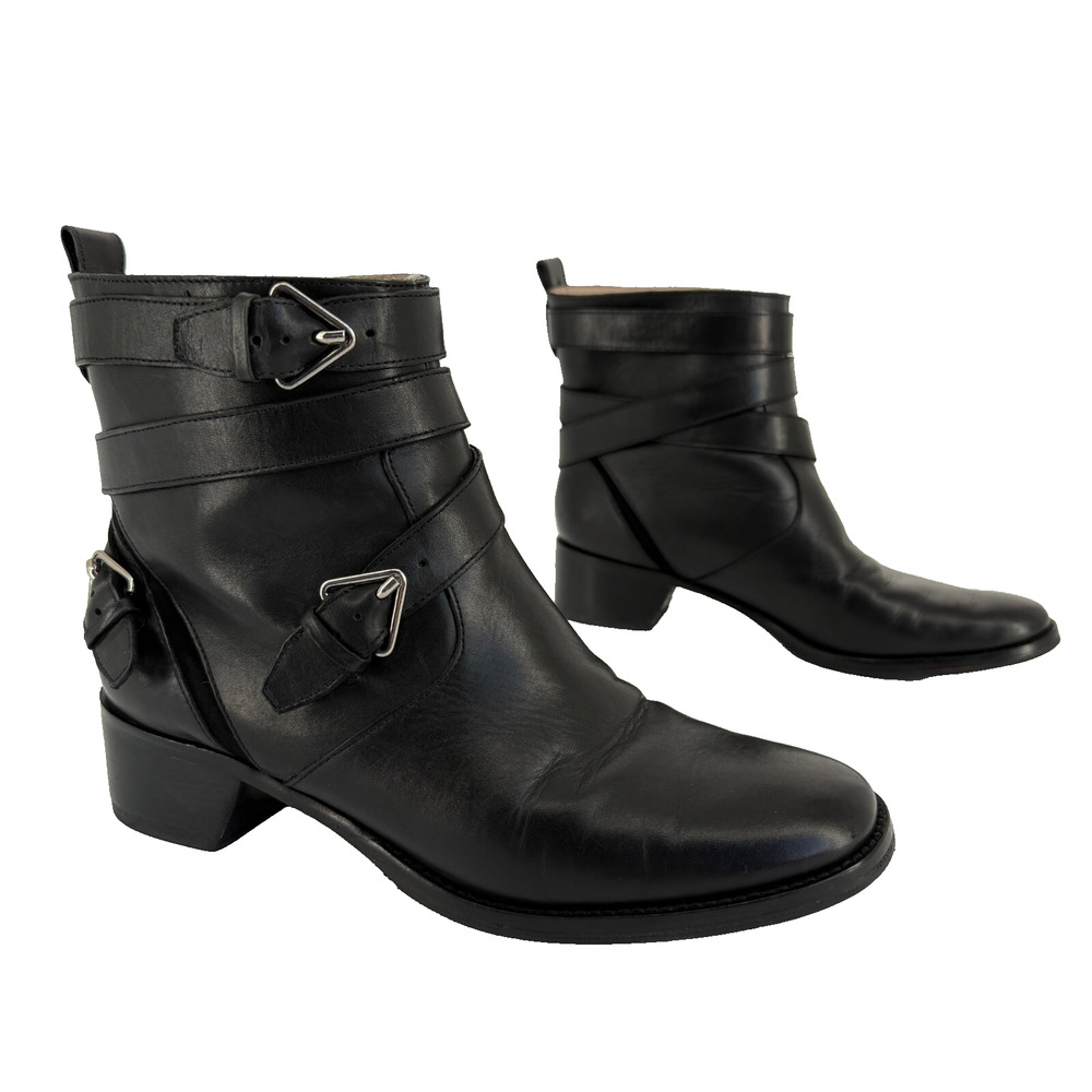 Derek Lam 10 Crosby Women Boots Leather Coleen Buckle Moto Grunge Biker Size 8.5